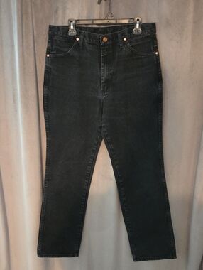 Wrangler Size 35 Men's Black Slim Straight Jeans